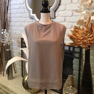 Dantelle soft taupe sleeveless blouse!